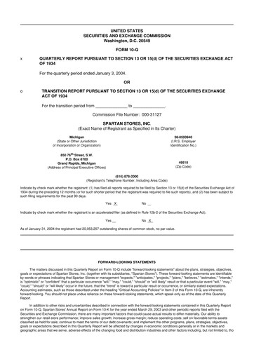 Thumbnail SpartanNash
 10-Q Quarterly Report FY 