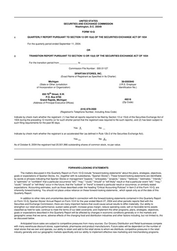 Thumbnail SpartanNash
 10-Q Quarterly Report FY 