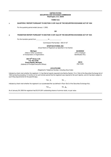 Thumbnail SpartanNash
 10-Q Quarterly Report FY 