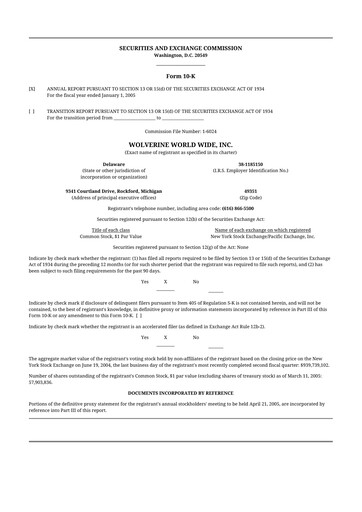Thumbnail Wolverine World Wide
 10-K Annual Report 