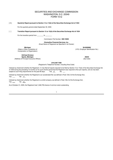 Miniature ChoiceOne Financial Services 10-Q Rapport trimestriel  