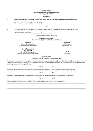 Thumbnail SpartanNash
 10-Q Quarterly Report FY 