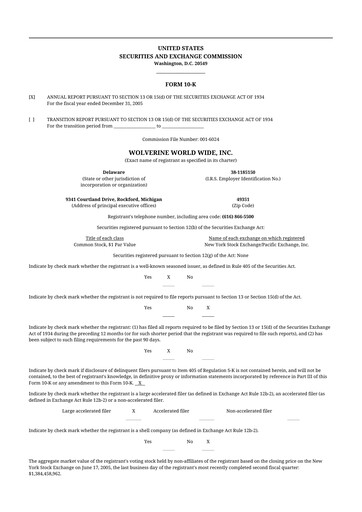 Thumbnail Wolverine World Wide
 10-K Annual Report 