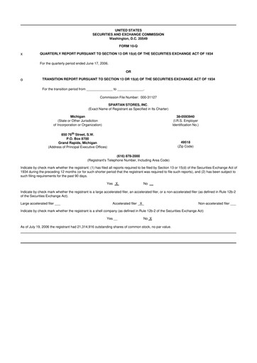 Thumbnail SpartanNash
 10-Q Quarterly Report FY 