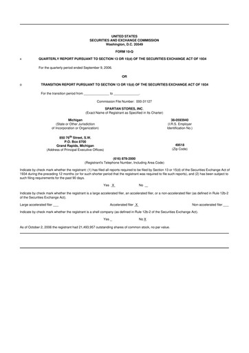 Thumbnail SpartanNash
 10-Q Quarterly Report FY 
