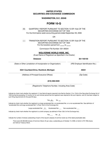 Thumbnail Wolverine World Wide
 10-Q Quarterly Report FY 