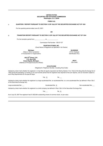 Thumbnail SpartanNash
 10-Q Quarterly Report FY 