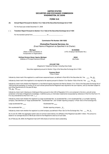 Miniature ChoiceOne Financial Services 10-K Rapport annuel 
