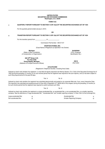 Thumbnail SpartanNash
 10-Q Quarterly Report FY 