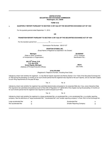 Thumbnail SpartanNash
 10-Q Quarterly Report FY 