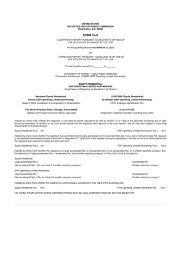 Thumbnail Equity Residential
 10-Q Quarterly Report FY 