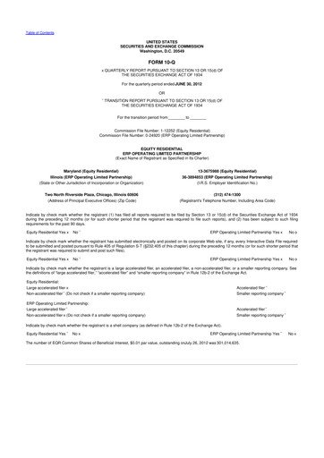Thumbnail Equity Residential
 10-Q Quarterly Report FY 