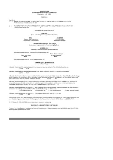 Miniature LCNB Corp.
 10-K Rapport annuel 