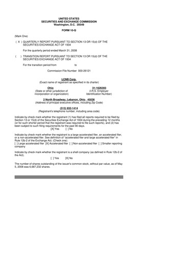 Thumbnail LCNB Corp.
 10-Q Quarterly Report FY 