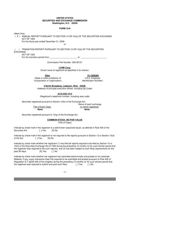 Miniature LCNB Corp.
 10-K Rapport annuel 