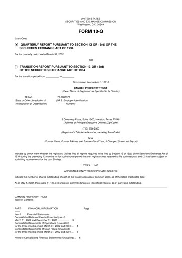 Vorschaubild Camden Property Trust
 10-Q Quartalsbericht  