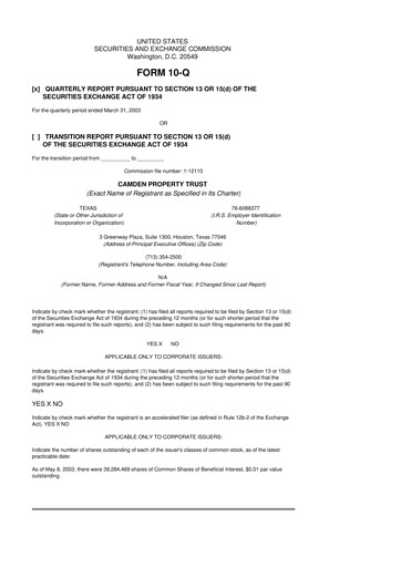 Vorschaubild Camden Property Trust
 10-Q Quartalsbericht  