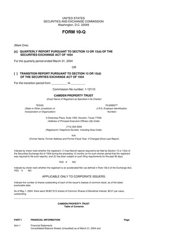 Vorschaubild Camden Property Trust
 10-Q Quartalsbericht  