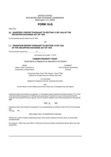 Vorschaubild Camden Property Trust
 10-Q Quartalsbericht  