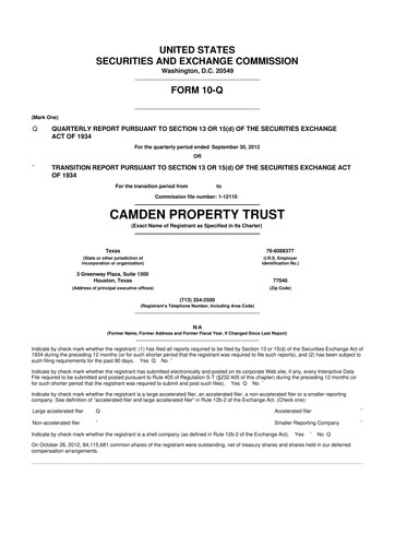 Vorschaubild Camden Property Trust
 10-Q Quartalsbericht 2012 