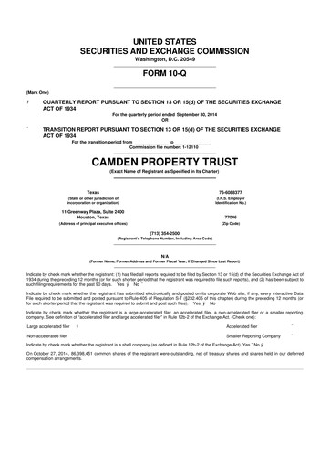 Vorschaubild Camden Property Trust
 10-Q Quartalsbericht 2014 