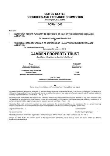 Vorschaubild Camden Property Trust
 10-Q Quartalsbericht 2015 
