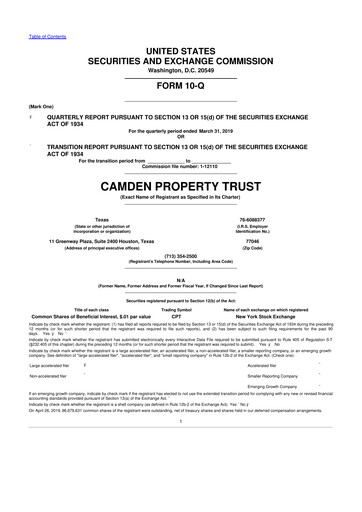 Vorschaubild Camden Property Trust
 10-Q Quartalsbericht 2019 
