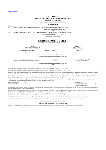 Thumbnail Camden Property Trust
 10-K Annual Report 