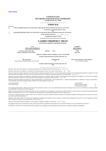 Thumbnail Camden Property Trust
 10-K Annual Report 2024