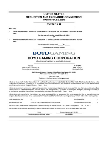 Vorschaubild Boyd Gaming
 10-Q Quartalsbericht 2012 