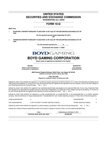 Vorschaubild Boyd Gaming
 10-Q Quartalsbericht 2012 