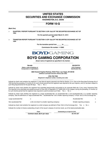 Vorschaubild Boyd Gaming
 10-Q Quartalsbericht 2013 