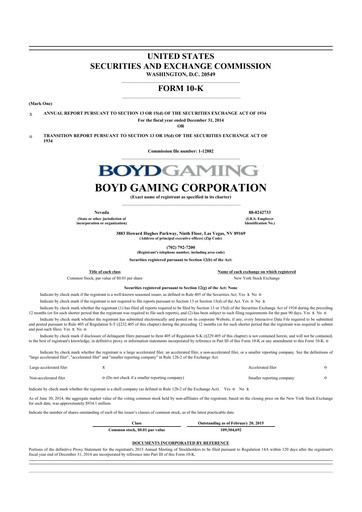 Thumbnail Boyd Gaming
 10-K Annual Report 2014