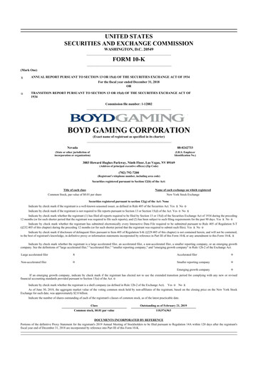 Thumbnail Boyd Gaming
 10-K Annual Report 2018