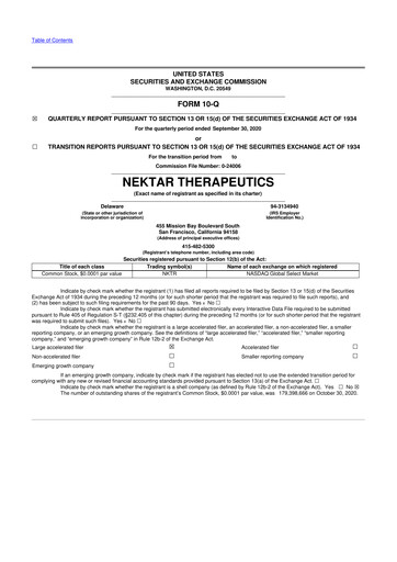 Thumbnail Nektar Therapeutics
 10-Q Quarterly Report FY2020 