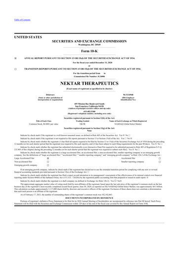 Thumbnail Nektar Therapeutics
 10-K Annual Report 2020