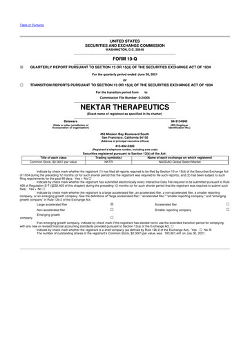 Thumbnail Nektar Therapeutics
 10-Q Quarterly Report FY2021 