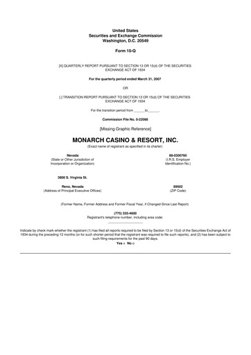Thumbnail Monarch Casino & Resort 10-Q Quarterly Report FY 