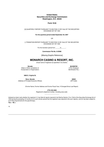 Thumbnail Monarch Casino & Resort 10-Q Quarterly Report FY 