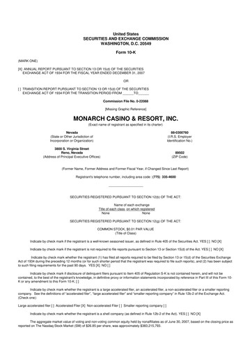 Thumbnail Monarch Casino & Resort 10-K Annual Report 