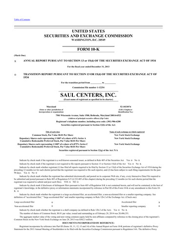Vorschaubild Saul Centers 10-K Jahresbericht 2013