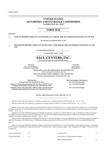 Vorschaubild Saul Centers 10-K Jahresbericht 2017