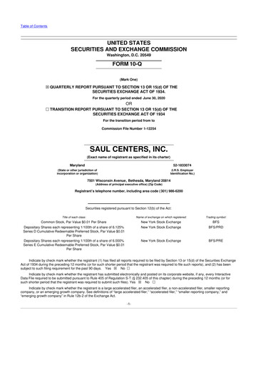 Miniature Saul Centers 10-Q Rapport trimestriel 2020 