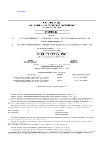 Vorschaubild Saul Centers 10-K Jahresbericht 2021