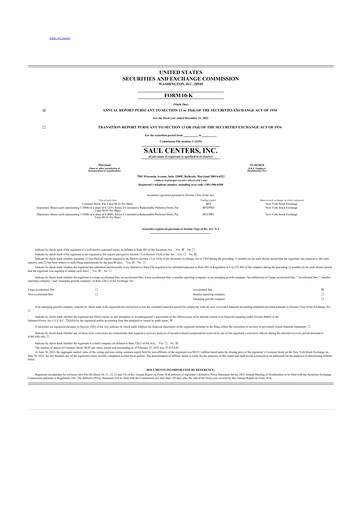 Vorschaubild Saul Centers 10-K Jahresbericht 2022