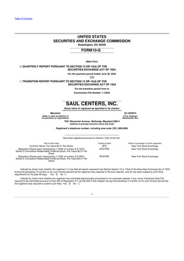 Miniature Saul Centers 10-Q Rapport trimestriel 2024 