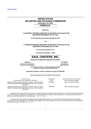 Miniature Saul Centers 10-Q Rapport trimestriel 2024 