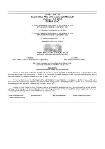 Thumbnail Pathward Financial
 10-Q Quarterly Report FY2018 