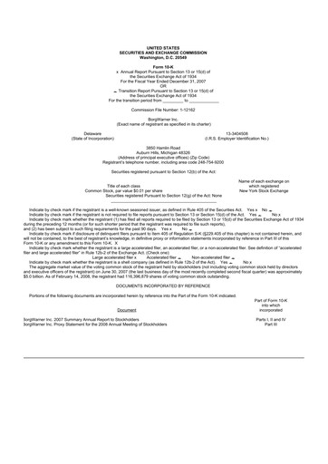 Thumbnail BorgWarner 10-K Annual Report 