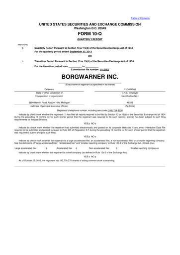 Miniature BorgWarner 10-Q Rapport trimestriel 2013 
